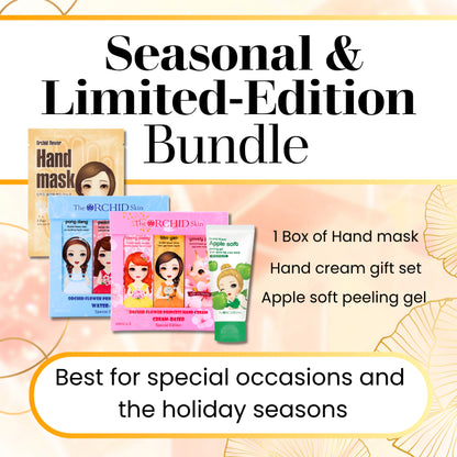 Seasonal & Limited-Edition Bundle - The ORCHID Skin Hand Cream Gift Set, 1 Box of Hand Mask and Apple Soft Peeling Gel