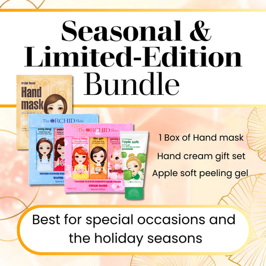 Seasonal & Limited-Edition Bundle - The ORCHID Skin Hand Cream Gift Set, 1 Box of Hand Mask and Apple Soft Peeling Gel