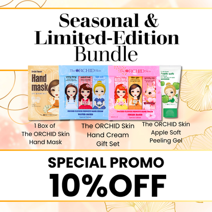 Seasonal & Limited-Edition Bundle - The ORCHID Skin Hand Cream Gift Set, 1 Box of Hand Mask and Apple Soft Peeling Gel